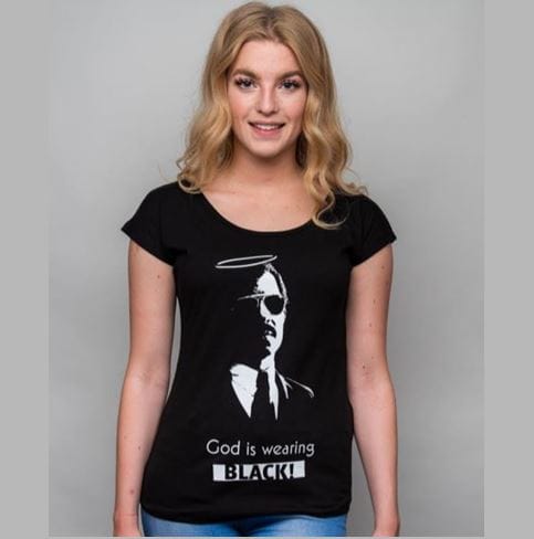 Damen T-Shirt GOD IS WEARING BLACK