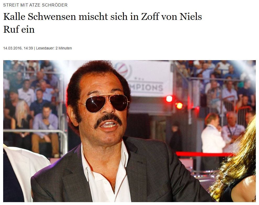 Kalle Schwensen mischt sich in Zoff von Niels Ruf ein